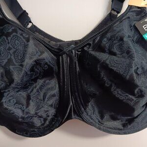 Bali Minimizer Bra Rich Black Underwire Satin non Padded DF3562 42DD NWT $42